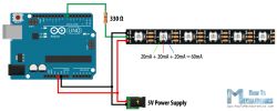 Diody RGB WS2812B, jak dobrać kondensator i oporniki (filtr)
