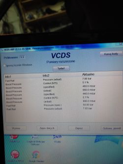 VW Golf 5, 1.4 TSI (140 KM) - komunikat P2293, regulator ciśnienia paliwa 2, wydajność