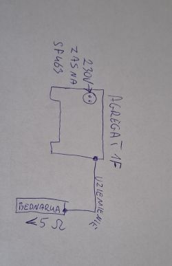 Schemat podłączenia agregatu 1F z uziemieniem i przełącznikiem SF463