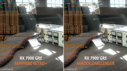 Porównanie wyników kart graficznych RX 7900 GRE Sapphire Nitro+ i ASRock Challenger.
