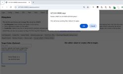Confirmation popup for resizing LittleFS in web browser interface