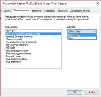 Configuration of the network card to work in the 802.11n standard