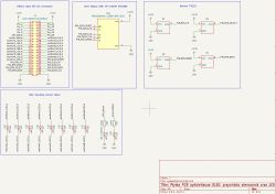 Zrzut z KiCad z fragmentami schematu: złącze IDC, OLED SSD1306, przyciski TTP223 i diody LED