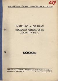 Schemat i instrukcja obsługi generatora Zopan PW-7 z 1967 roku
