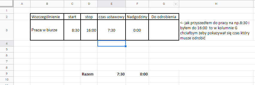 Excel Obliczanie Godzin Pracy Nadgodziny Przerwa 1654