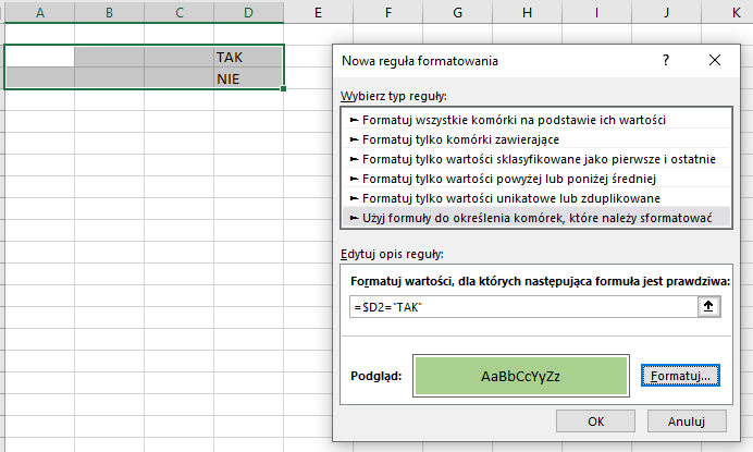 Formatowanie Warunkowe Excel Jeśli Inna Komórka Zawiera Tekst 4068