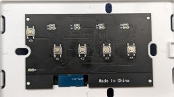 Circuit Board with Five Buttons Circuit board with visible buttons and Made in China labeling.