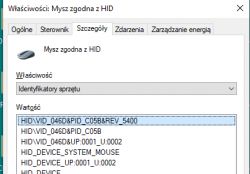 Zrzut ekranu z właściwości Mysz zgodna z HID w Menedżerze urządzeń.