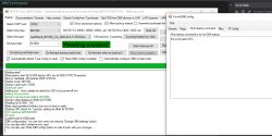 Screenshot of OBKFlashLayout software showing a successful configuration read from a BK7252 device and OBK configuration window.