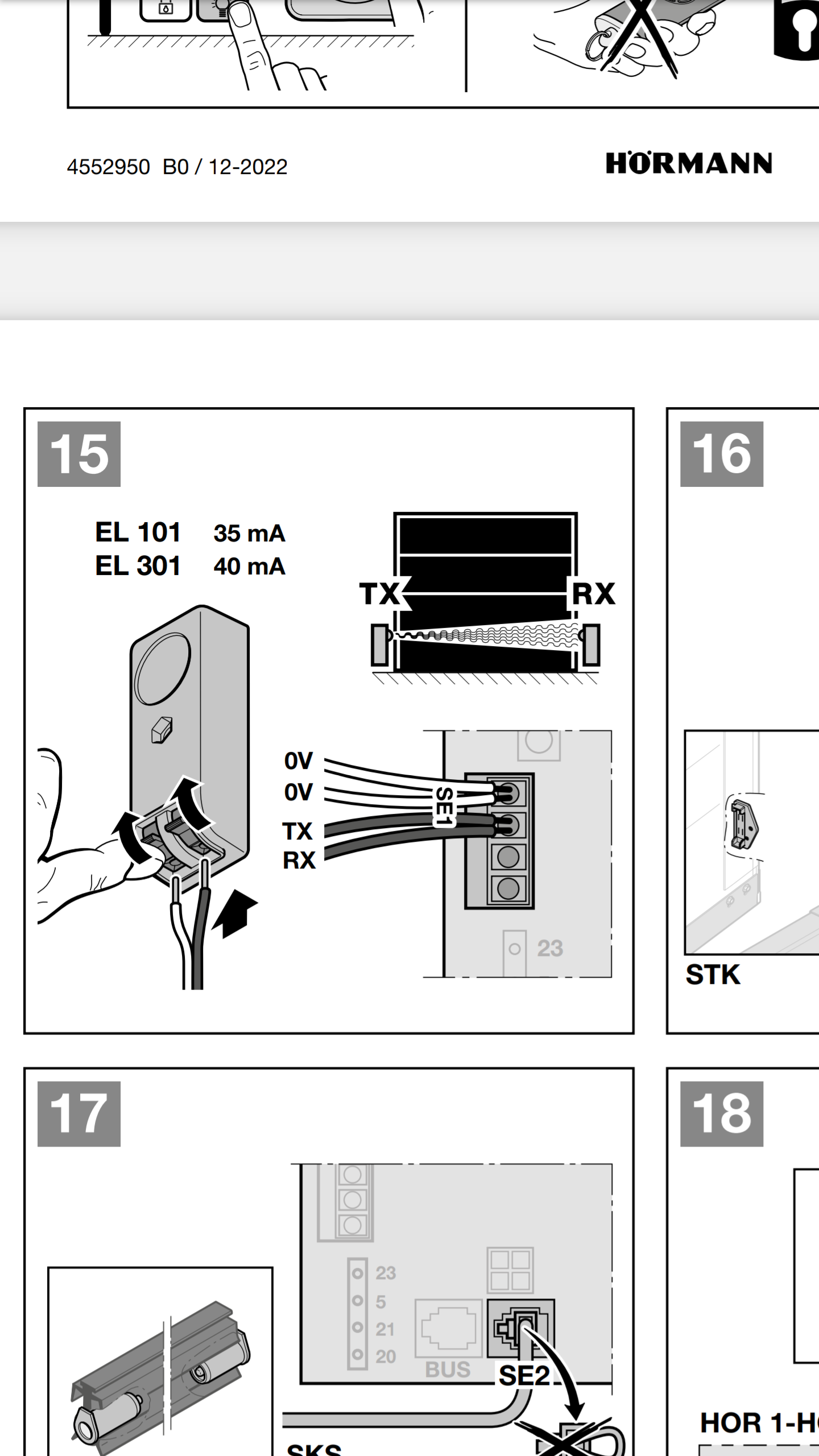 Jak podłączyć i skonfigurować fotokomórki Hormann EL 101 do ProLift 700?