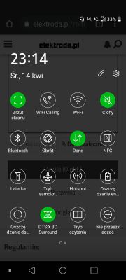 Ikona Wi-Fi Calling na wyłączonym WiFi w LG K41S - wpływ na odtwarzanie filmów na YouTube