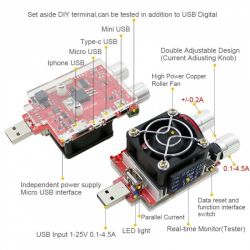 Tester USB, sztuczne obciążenie o mocy 35W Tester USB, sztuczne obciążenie o mocy 35W