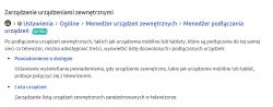 Zrzut ekranu z instrukcji obsługi dotyczący zarządzania urządzeniami zewnętrznymi na telewizorze.