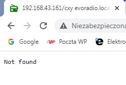 Browser page with a URL and “Not found” message displayed