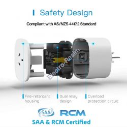 Description of Safe Electrical Adapter Design Disassembled electrical adapter with labeled safety features.