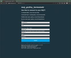 MQTT Configuration for WiFi Thermometer Screenshot of MQTT configuration for WiFi thermometer