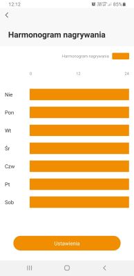 Harmonogram nagrywania z aktywacją przez całą dobę we wszystkie dni tygodnia