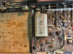 Interior of Unitra Sudety R-208 Radio Interior of Unitra Sudety R-208 radio with visible PCB and components.