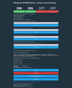 Smart breaker RMShebei WTDZW-63A2 control panel with energy data and configuration options.