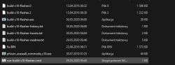 Screenshot showing a list of files in a directory related to s10-flasher, including applications and text files.