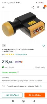 Konwerter quad Inverto Quad Unicable + Twin z opisem produktu i ceną.