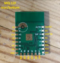 MQ-12F: Bottom View and Pin Labels Bottom view of the MQ-12F module with pin labels