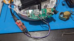 Electronic circuit with connected USB programmer.