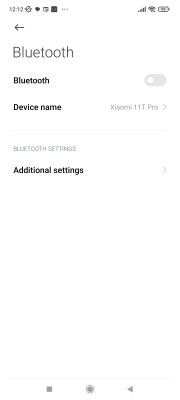 Bluetooth Settings Screen on Xiaomi 11T Pro Bluetooth settings on Xiaomi 11T Pro phone