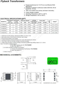 Karta katalogowa transformatorów flyback serii UT35K do zastosowań PoE