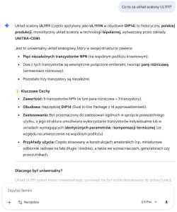 Odpowiedź czatu AI na pytanie dotyczące układu scalonego UL1111 z omówieniem cech.