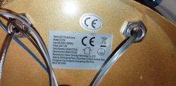 Tabliczka informacyjna lampy LED wiszącej model CD238 z danymi technicznymi
