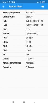 Ekran monitora statusu sieci na urządzeniu mobilnym.