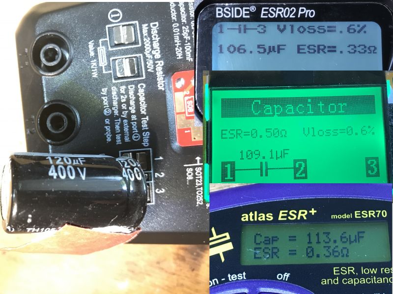 Comparison of ESR Tester Measurements Comparison of ESR measurements on a capacitor by different testers.