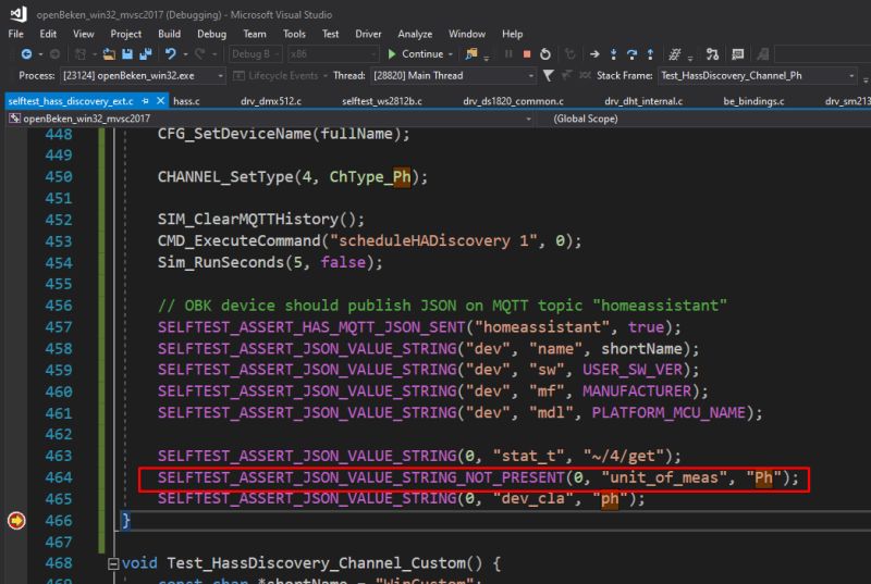 Screenshot from Visual Studio showing unit test omitting unit_of_meas for ChType_Ph