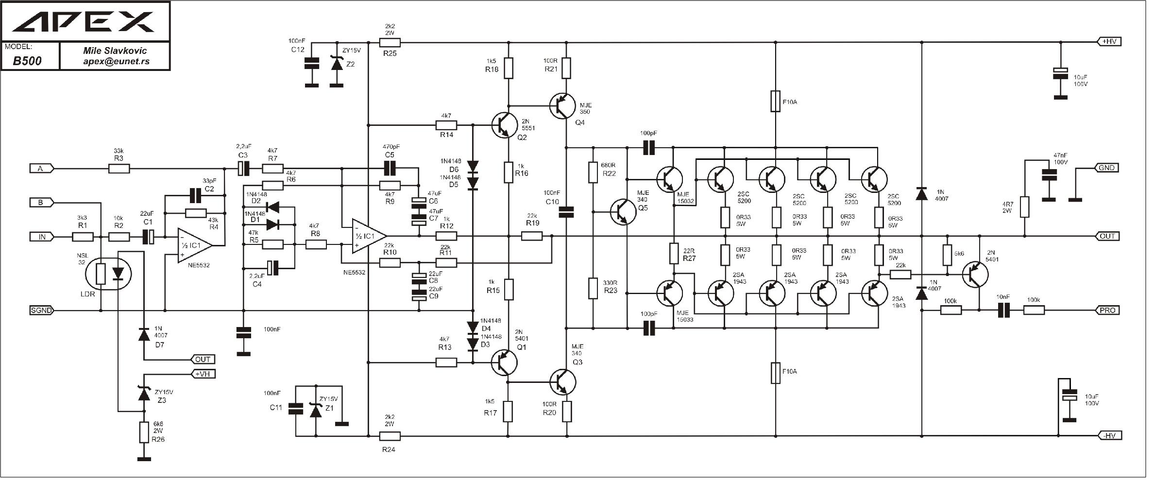 Schemat końcówki na biopolarnych tranzystorach - elektroda.pl stk power amplifier circuits 300w 