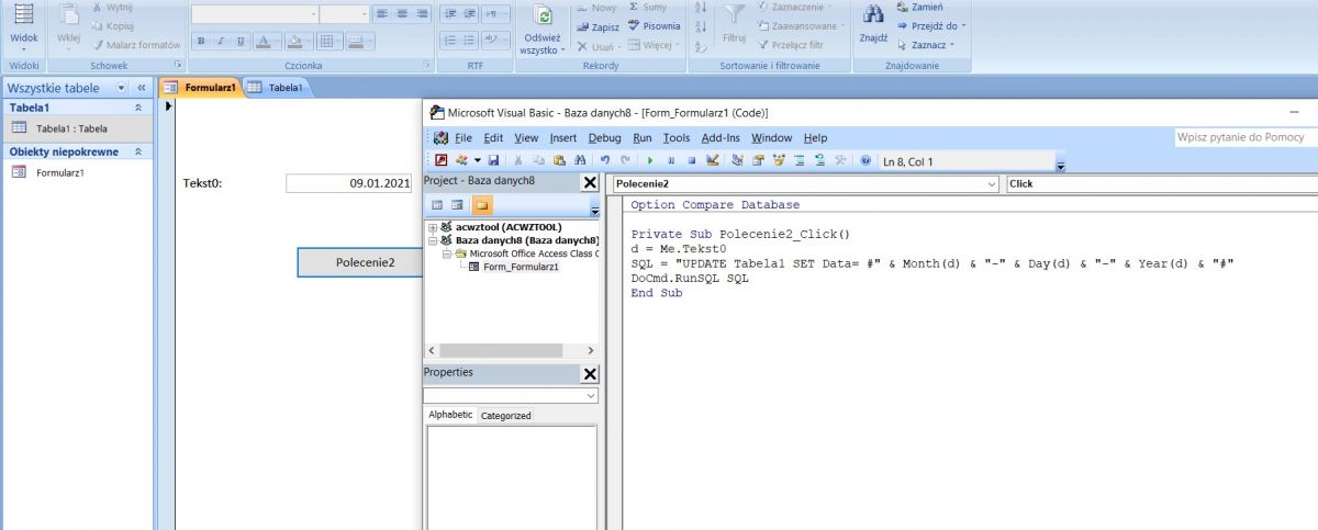 [Rozwiązano] [ACCESS] Zamiana daty i miesiąca po DoCmd.RunSql - jak ...