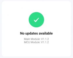 Screen indicating no updates available with a green checkmark.