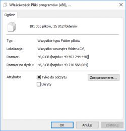 SSD ADATA SX930 240 GB - Utrata pojemności, różnice w wolnym miejscu