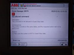 ABB "Guard stop state" uniemożliwia prace bez obwodu Event message 20