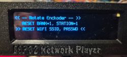ESP32 Network Player display with reset options.
