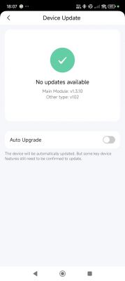 Device update screen showing no available updates.