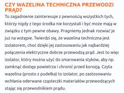 Tekst wyjaśniający, czy wazelina techniczna przewodzi prąd