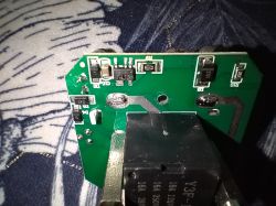 Close-up of a printed circuit board with electronic SMD components.