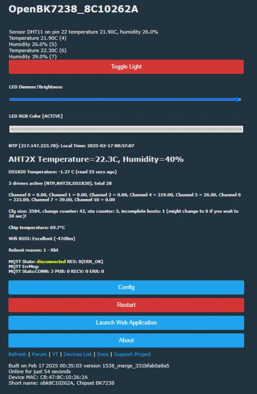 OpenBK7238_8C10262A user interface screenshot showing sensor information.