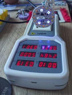 LED light circuit placed on an energy consumption meter.