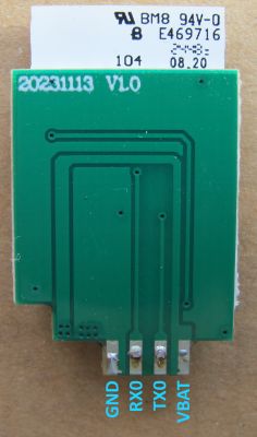 Printed Circuit Board with Three Connectors Printed circuit board with labels and connectors.