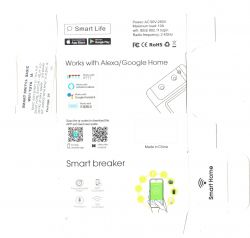 Packaging and user manual for the Tuya 10A smart WiFi switch.
