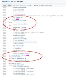 Screenshot of source code displaying sections related to W600 and W800 platforms.