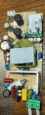 LED driver module with electronic components and Tuya TYWE3L module.