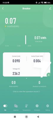 Screenshot of an app displaying energy consumption.